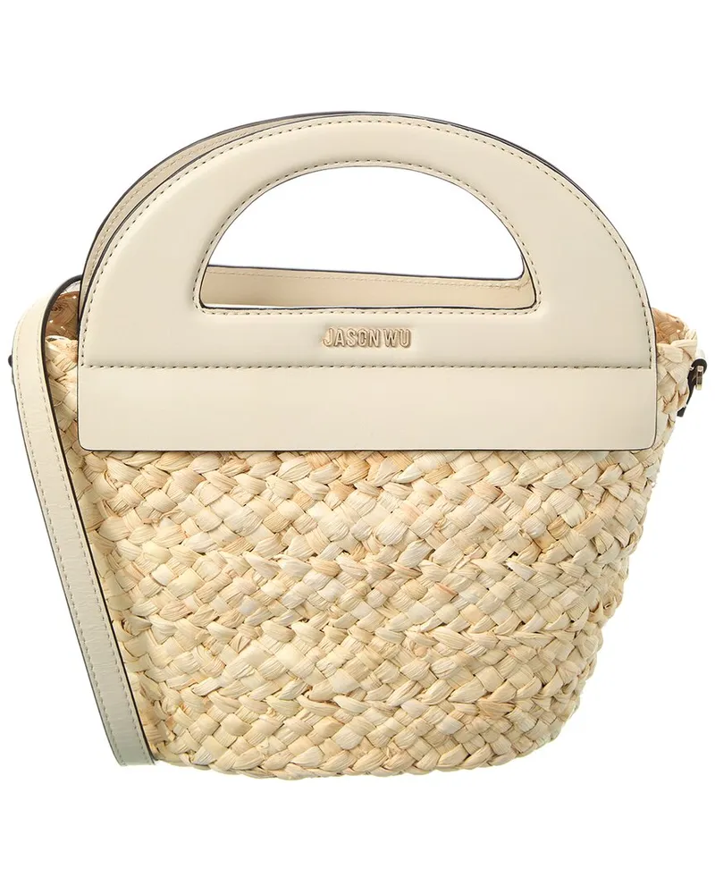 Jason Wu Straw & Leather Bucket Bag White