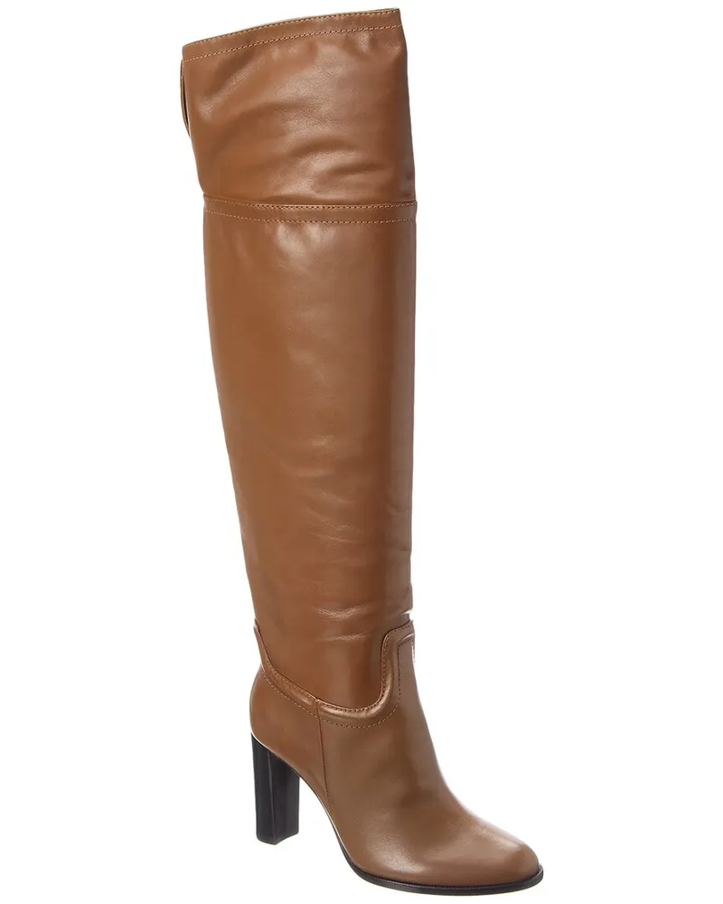 Alexandre Birman Lauren 90 Leather Over-The-Knee Boot Brown