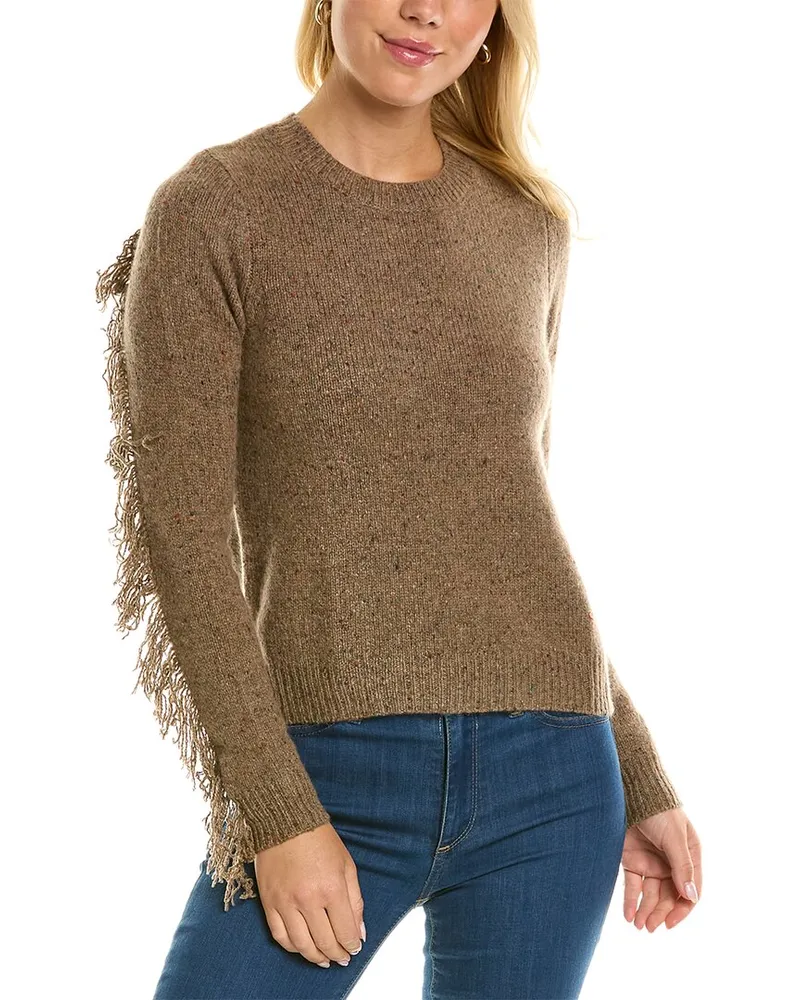Autumn Cashmere Fringed Cashmere Sweater Brown