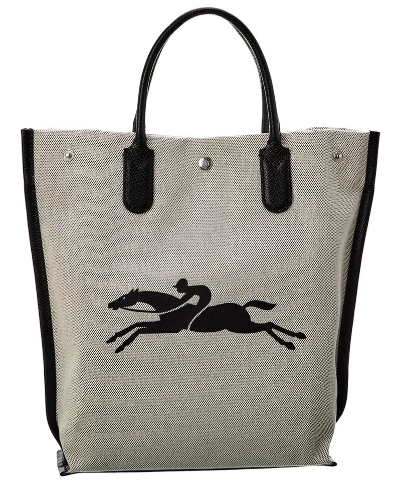 Longchamp Essential Toile Canvas & Leather Tote White
