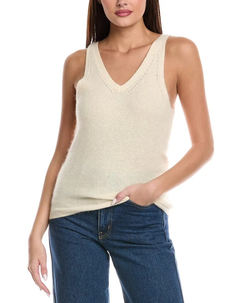 Majestic Pointelle Wool-Blend Top White
