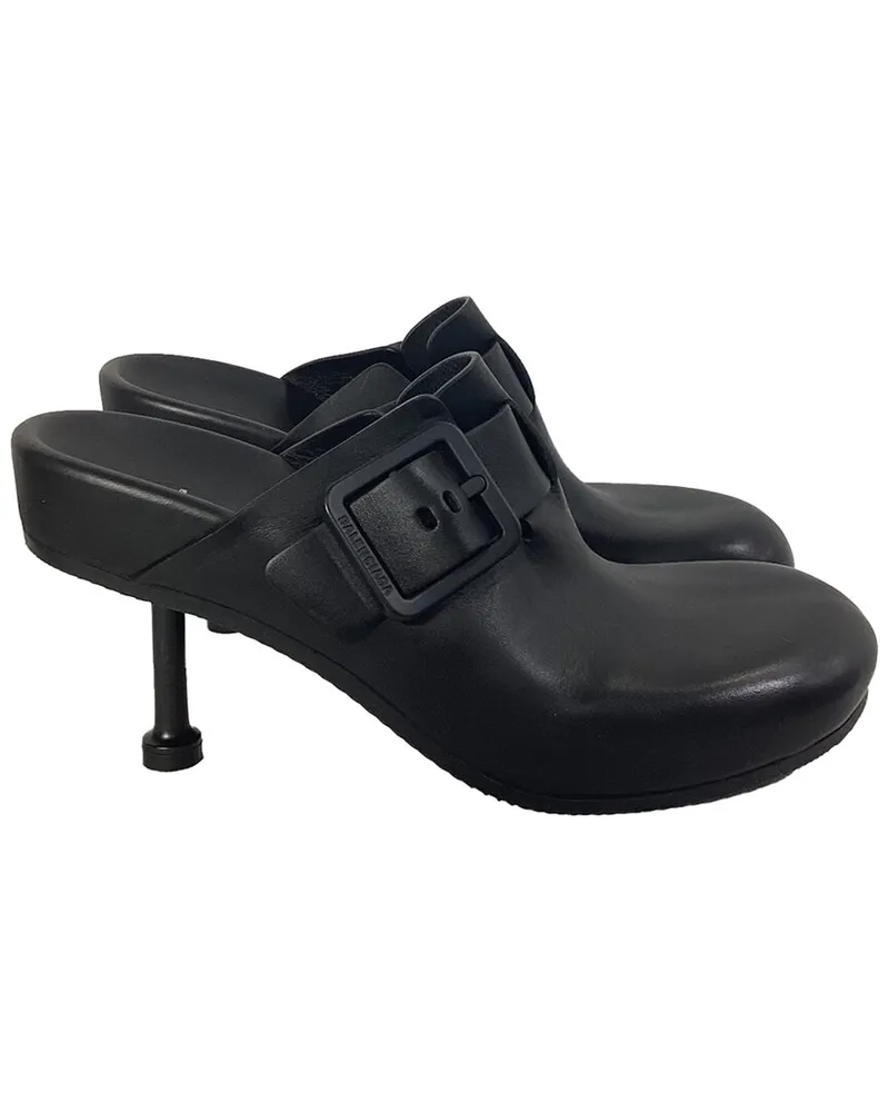 Balenciaga Women's Leather Mallorca Sabot Mules (Authentic Pre-Loved Nocolor