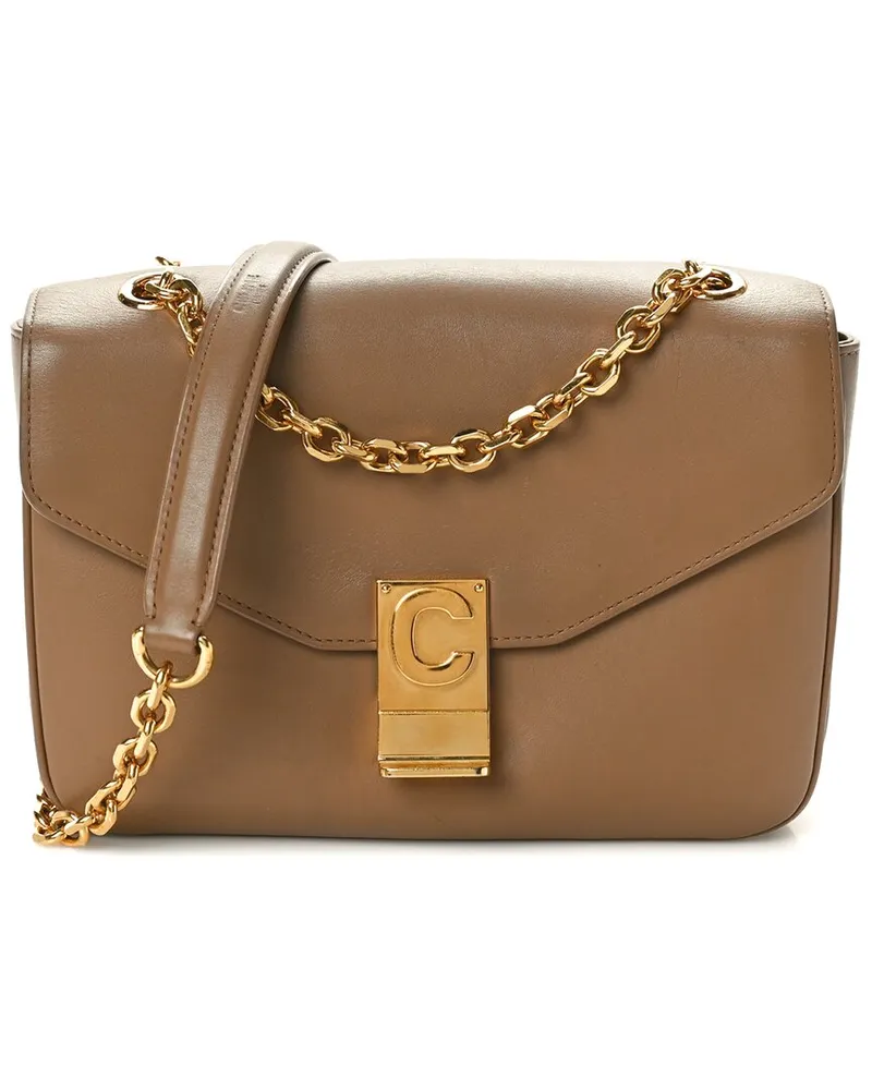 Celine Camel Shiny Calfskin Leather Shiny Medium C Bag (Authentic Pre-Loved Nocolor