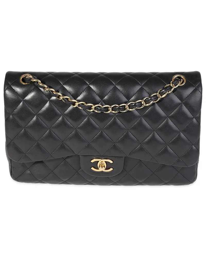 Chanel Black Quilted Lambskin Jumbo Classic Double Flap Bag (Authentic Pre-  Loved Nocolor