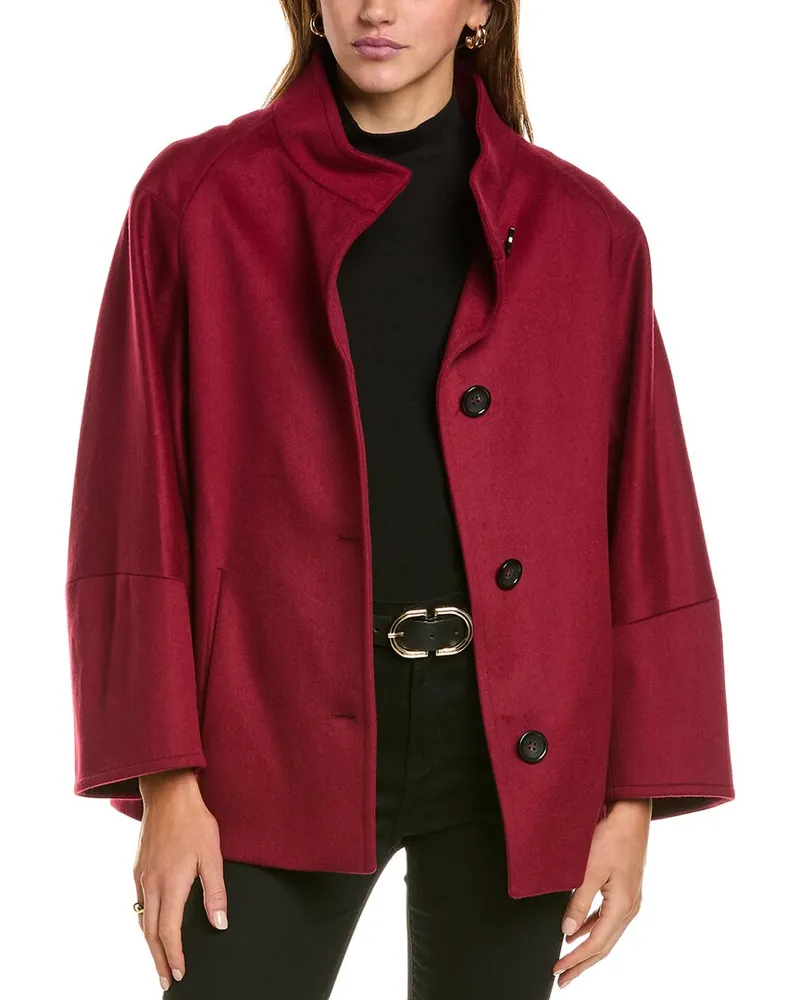 Cinzia Rocca Short Wool-Blend Coat Red