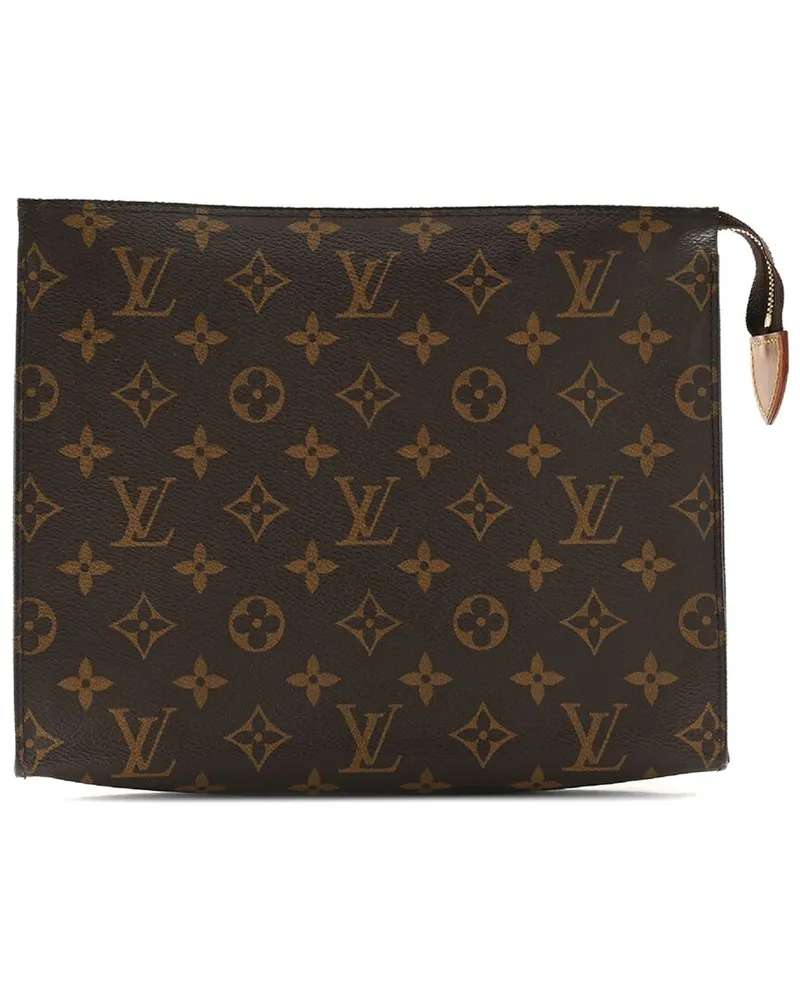 Louis Vuitton Brown Monogram Coated Canvas Toiletry Pouch 19 (Authentic Pre-Loved Nocolor