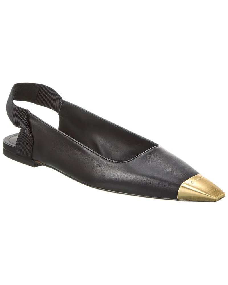 Ferragamo Alhena Leather Slingback Flat Black