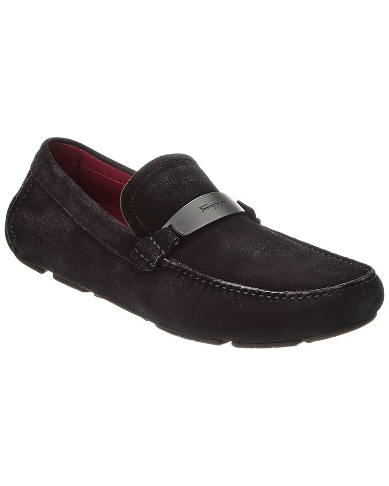 Ferragamo Switch Light Suede Driver Black