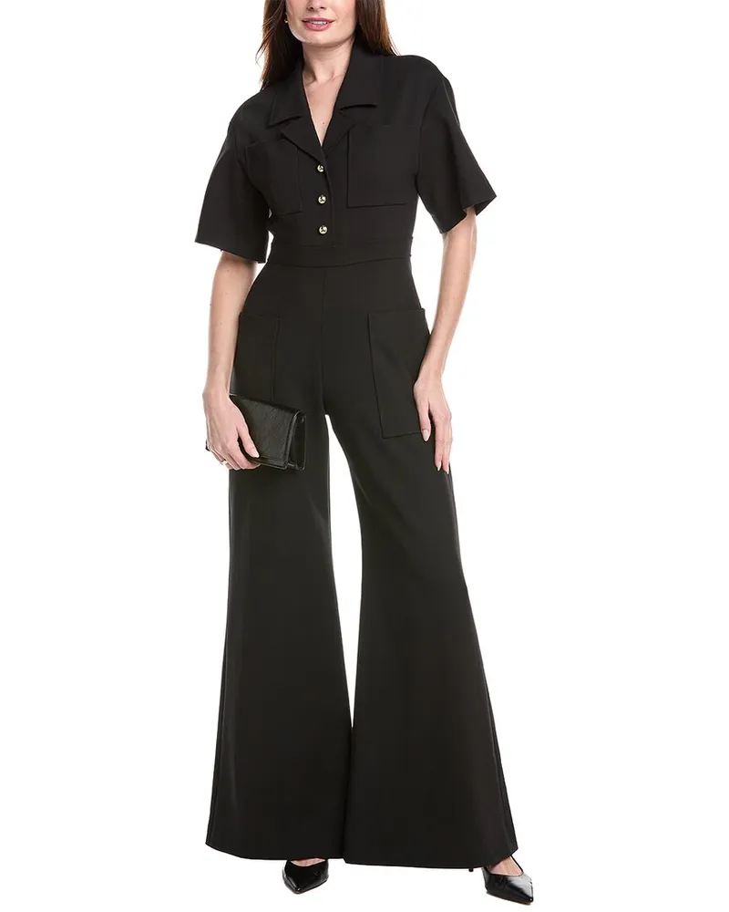 Carolina Herrera New York Button-Down Wool-Blend Jumpsuit Black