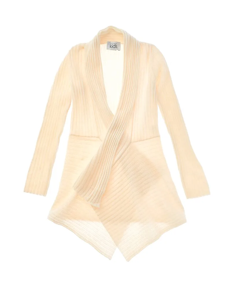 Autumn Cashmere Ribbed Drape Wool & Cashmere-Blend Cardigan White