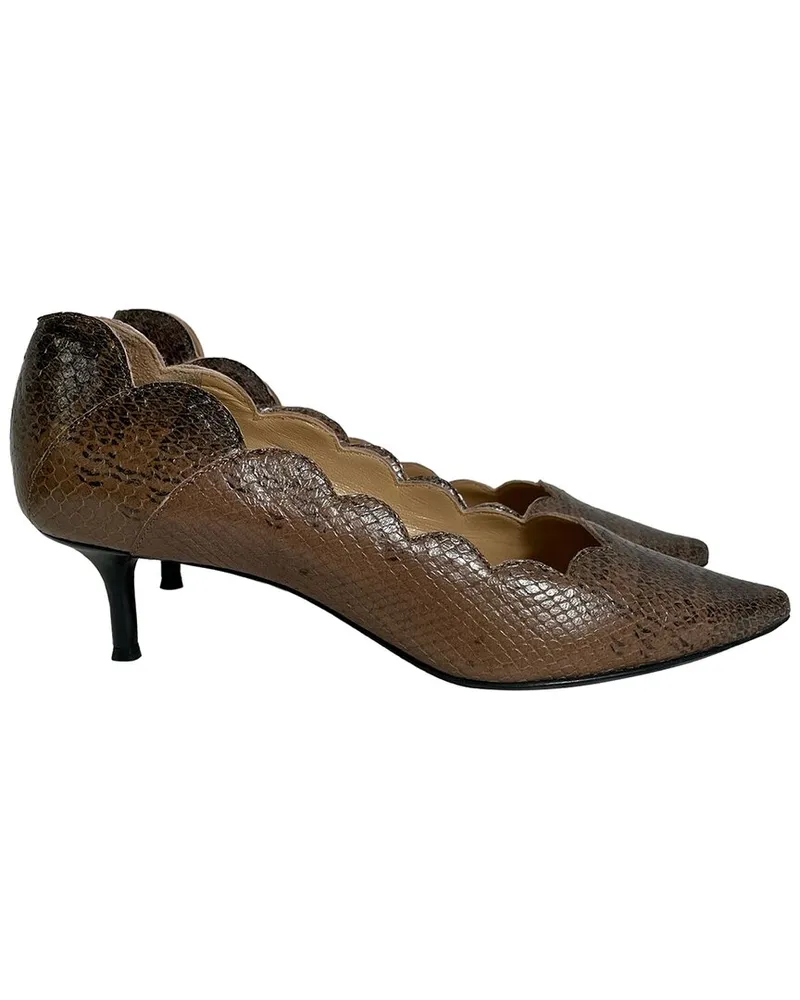 Chloé Women's Leather Snakeskin Embossed Pointed Toe Pump (Authentic Pre-  Loved Nocolor