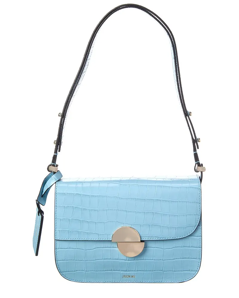 Jason Wu Croc-Embossed Leather Shoulder Bag Blue