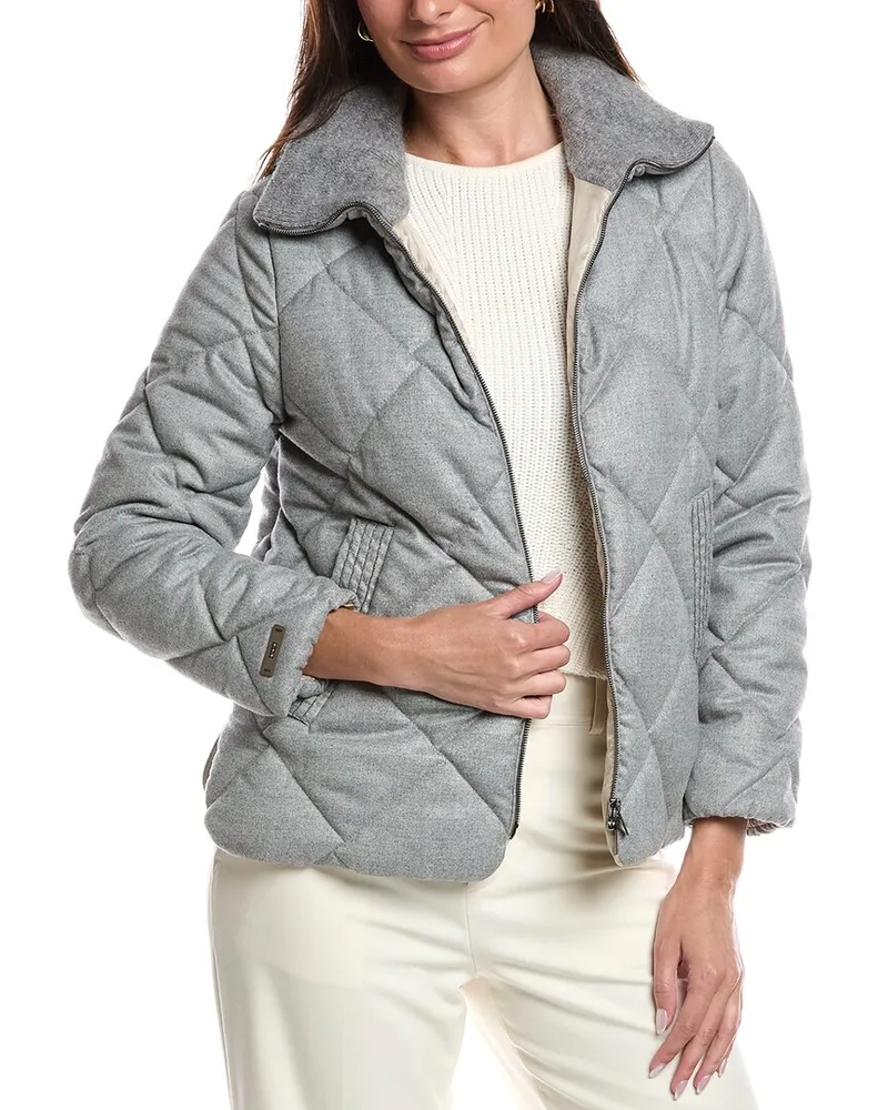 Peserico Wool & Alpaca-Blend Coat Gray