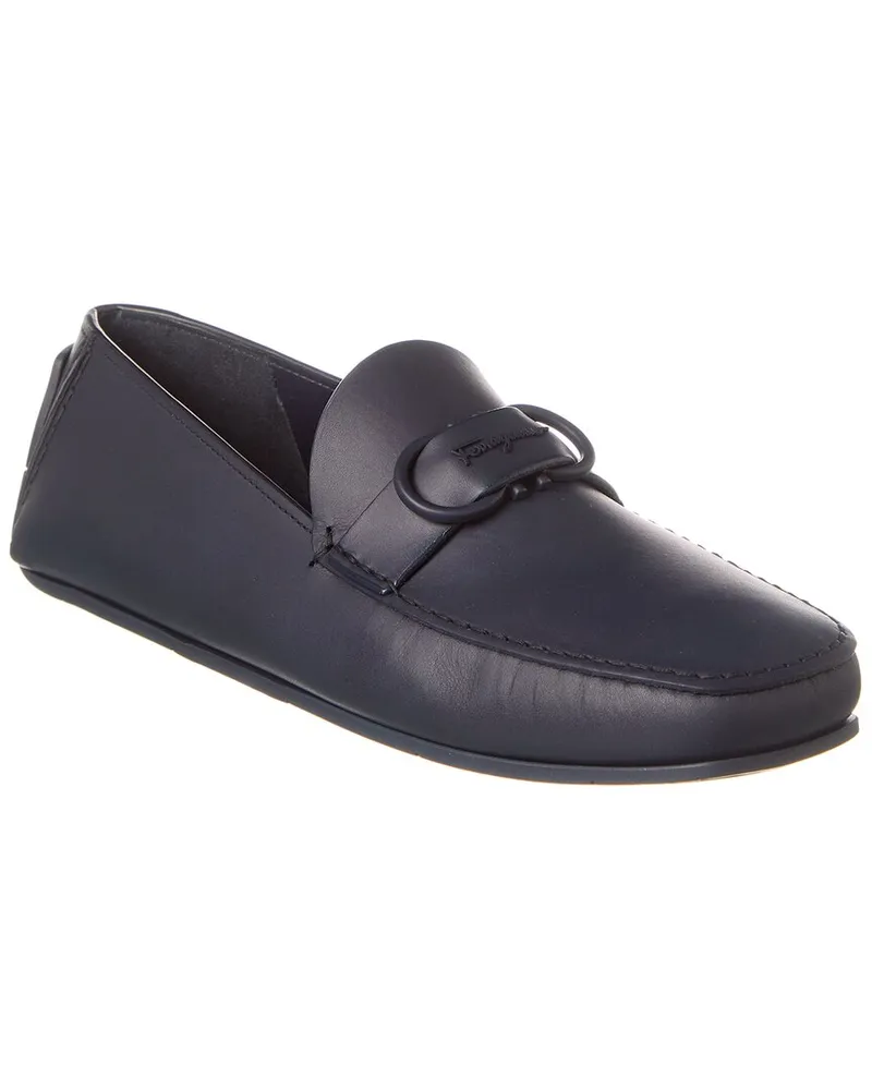 Ferragamo Gancini Leather Driver Blue