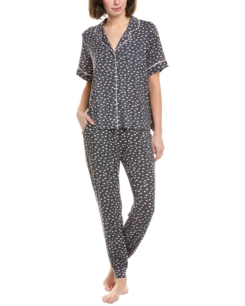 SANCTUARY 2pc Sleepshirt & Jogger Set Black