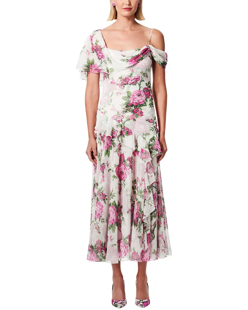 Carolina Herrera New York Draped Shoulder Silk Midi Dress Nocolor