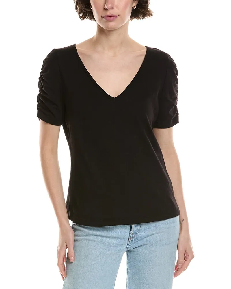 Michael Stars Josie Ruched Sleeve T-Shirt Black