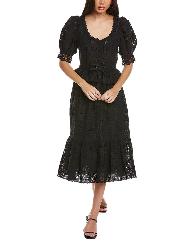 Ulla Johnson Eyelet Midi Dress Black
