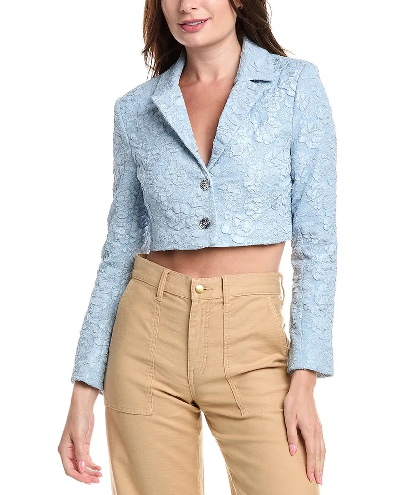 Ganni Jacquard Cropped Blazer Blue