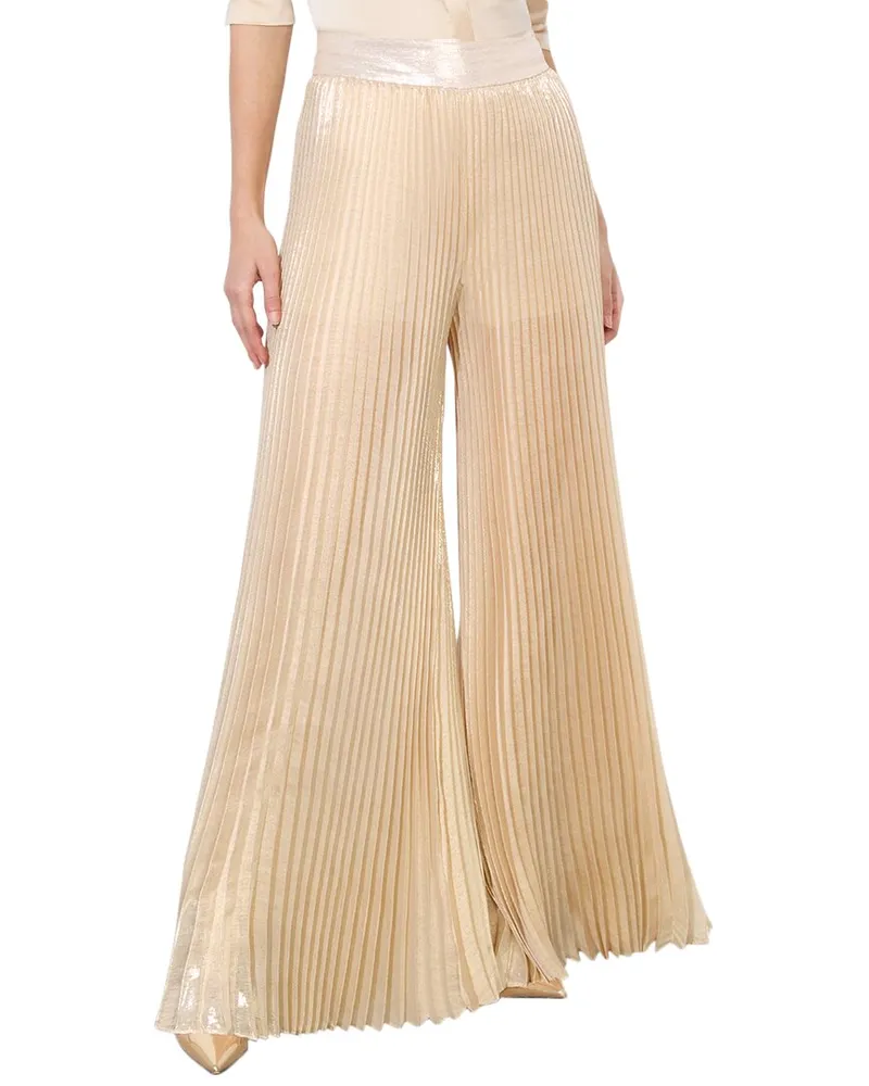 Alice + Olivia Rosalie High-Rise Pleated Wide Leg Pant Beige
