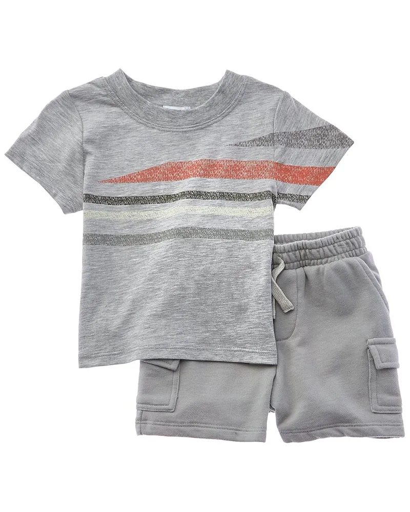 Splendid 2pc Cali Stripe Shirt & Short Set Gray