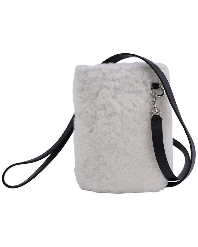 Jil Sander White Faux Fur & Leather Pouch (Authentic Pre-Loved Nocolor