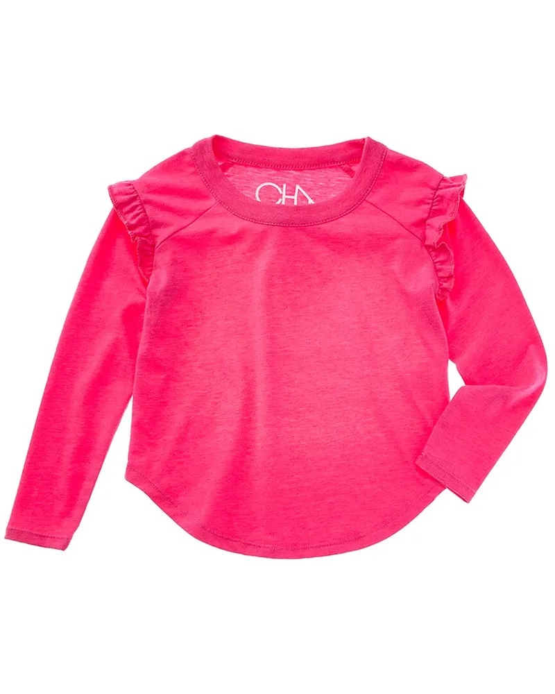 Chaser Ruffle Raglan Shirt Pink