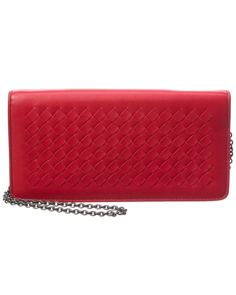 Bottega Veneta Intrecciato Leather Continental Chain Wallet (Authentic Pre-  Loved Red