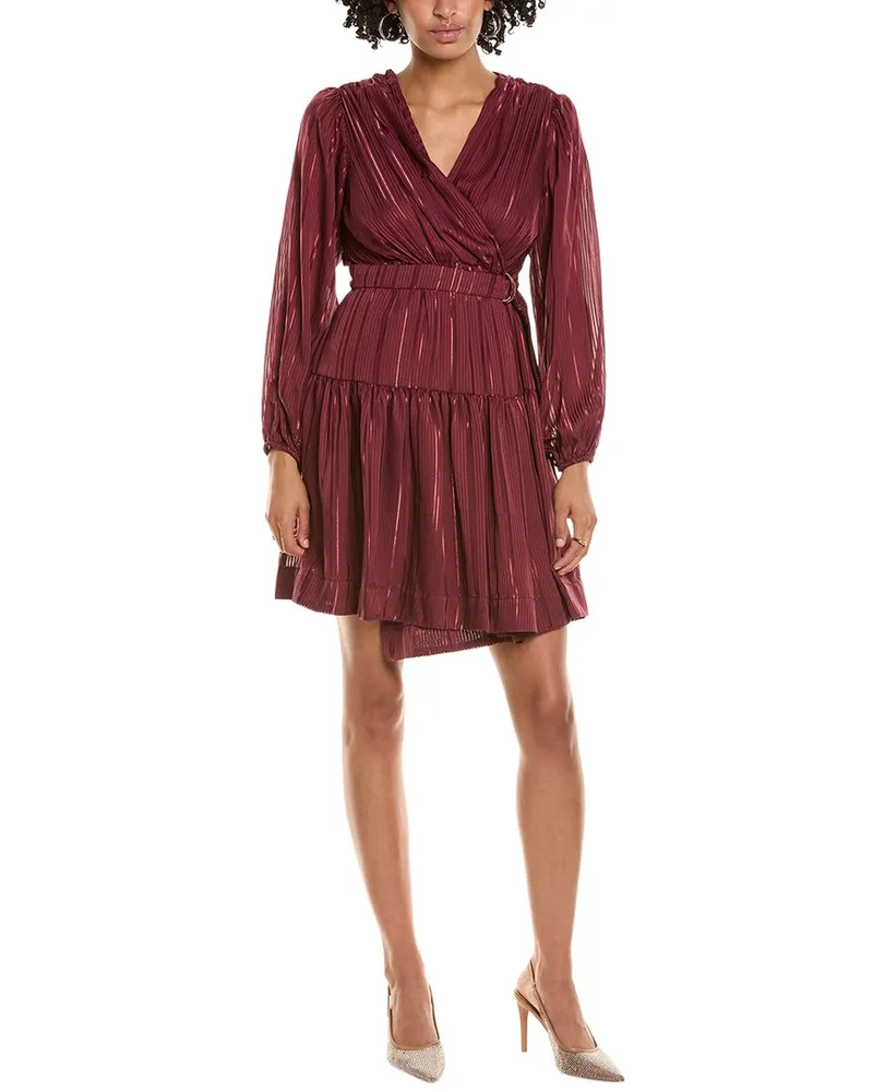 taylor Shadow Stripe Wrap Dress Red