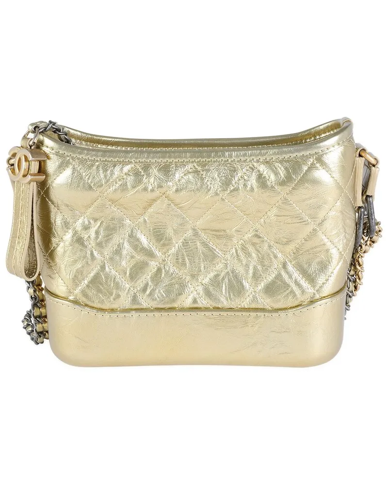 Chanel Gold Quilted Leather Small Gabrielle Hobo (Authentic Pre-Loved Nocolor