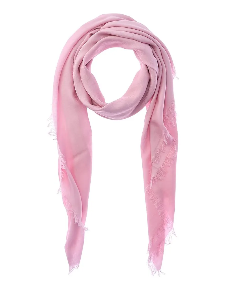 Gucci GG Oversized Wool & Silk-Blend Scarf Pink