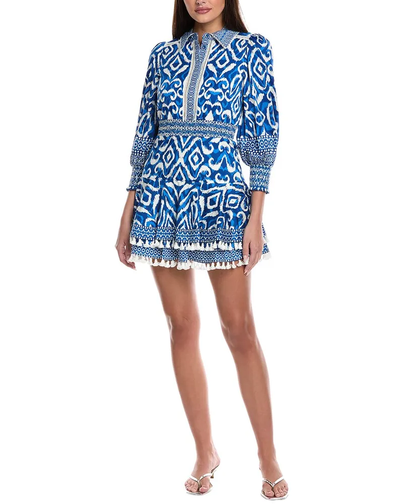 Alice + Olivia Loryn Button Ft Mini Dress Blue