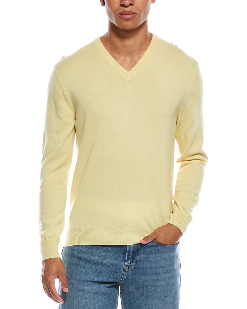 N.Peal Burlington Cashmere V-Neck Sweater Yellow