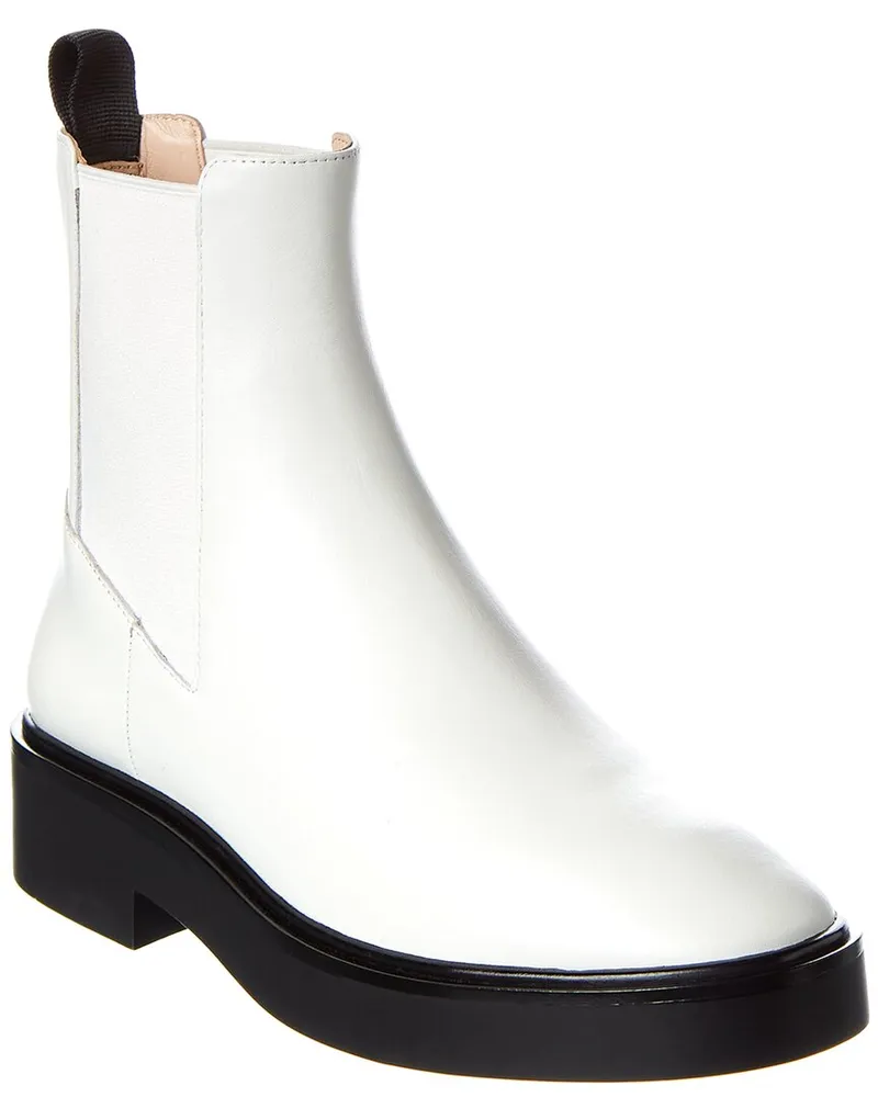 Stuart Weitzman Henley Leather Bootie White