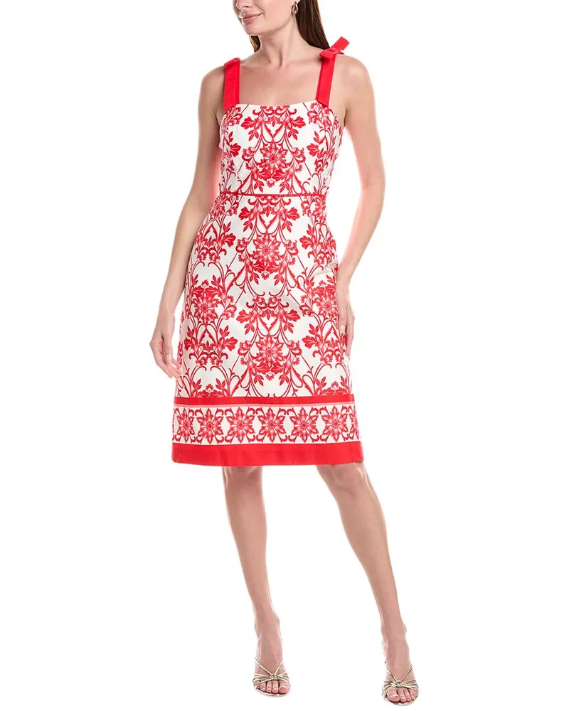 Anne Klein Bow Shoulder Midi Dress Red