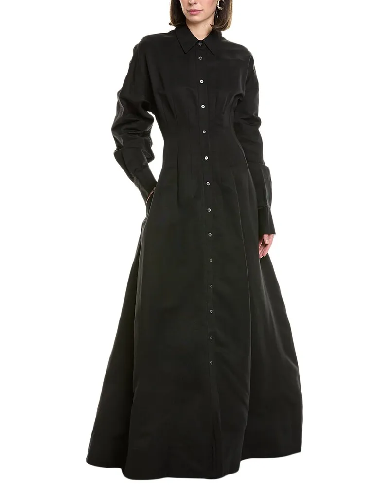 STAUD Winona Maxi Shirtdress Black