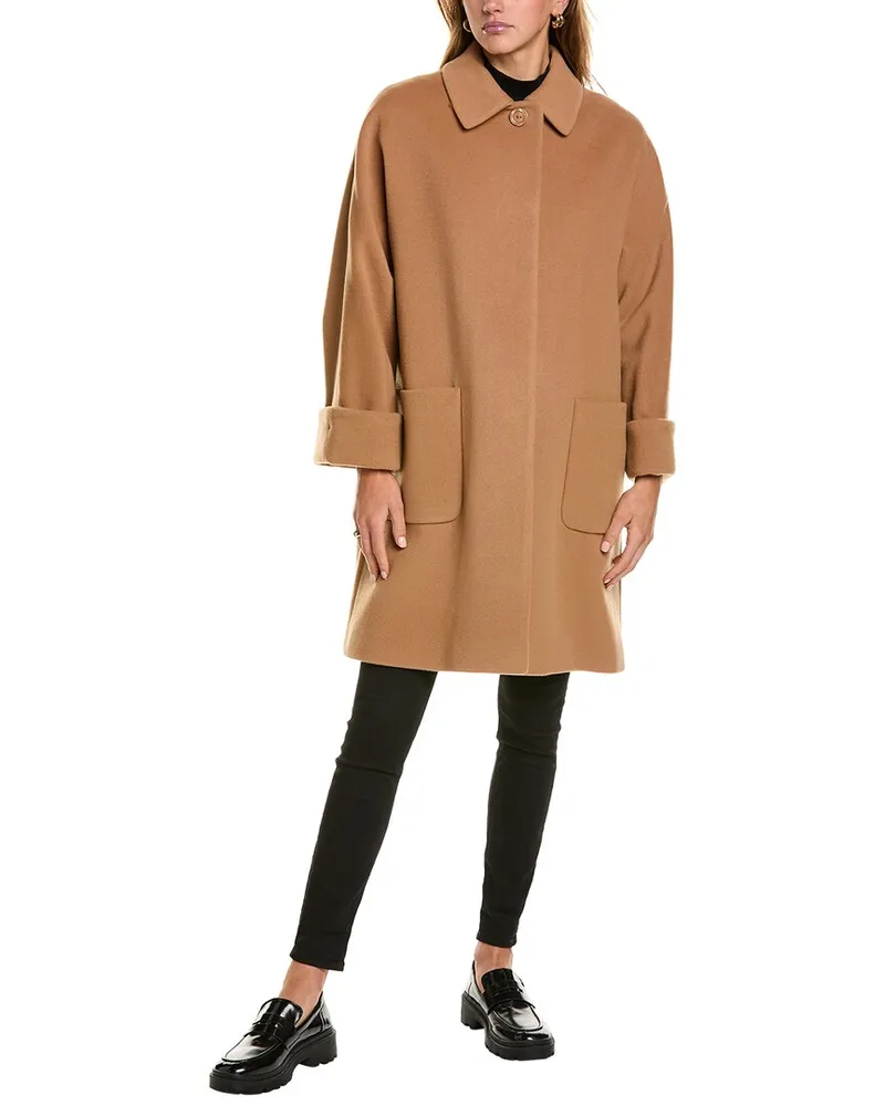 Cinzia Rocca Medium Wool & Cashmere-Blend Coat Brown