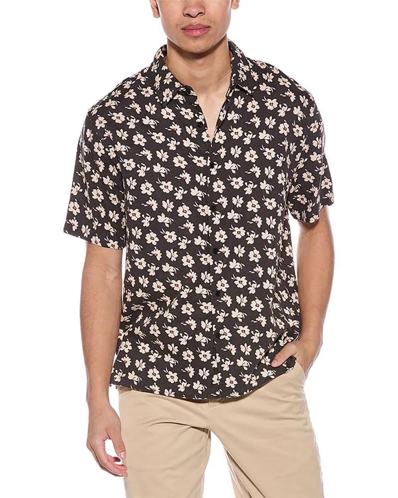 Vince Abstract Daisies Shirt Black
