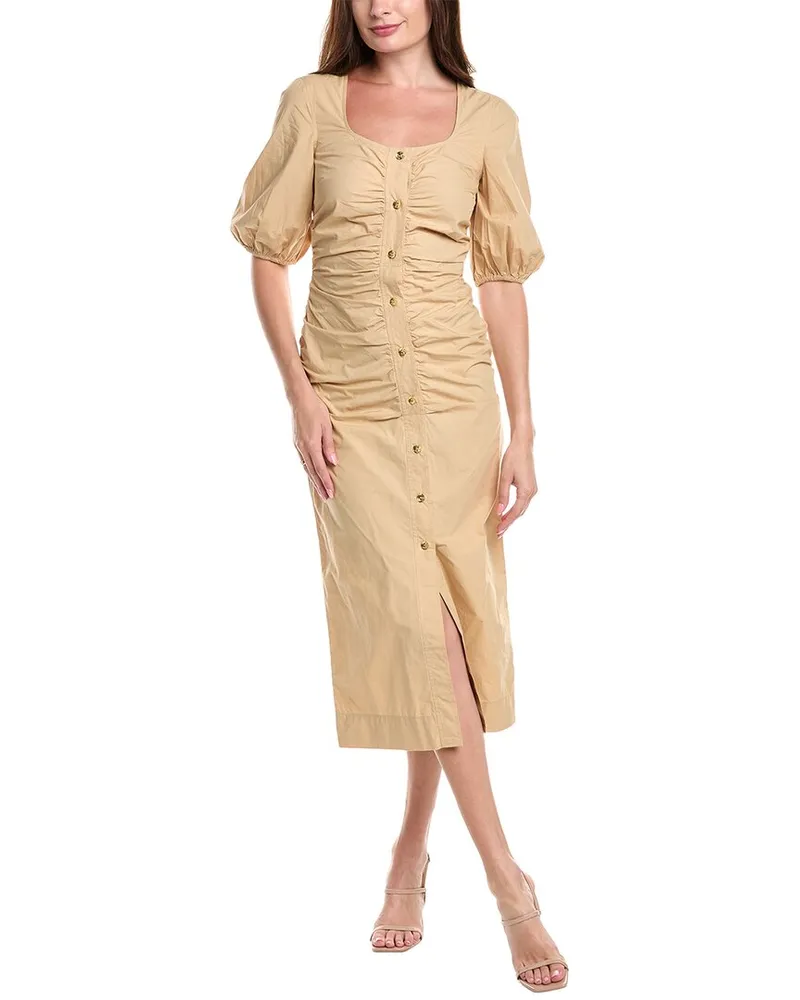 Ganni Poplin Maxi Dress Tan