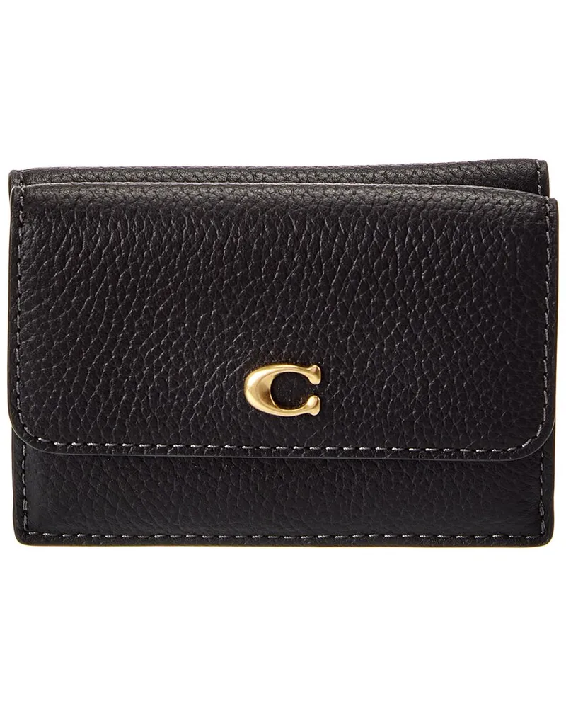 Coach Essential Mini Leather Trifold Wallet Black