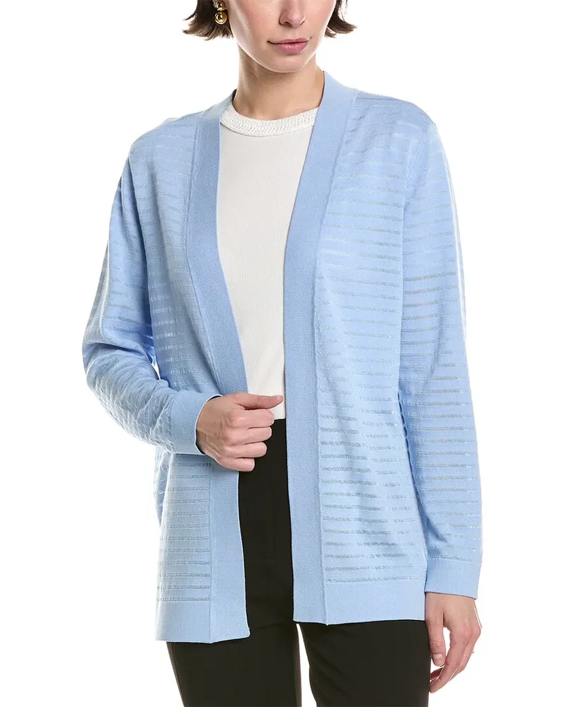 Anne Klein Sheer Stripe Cardigan Blue