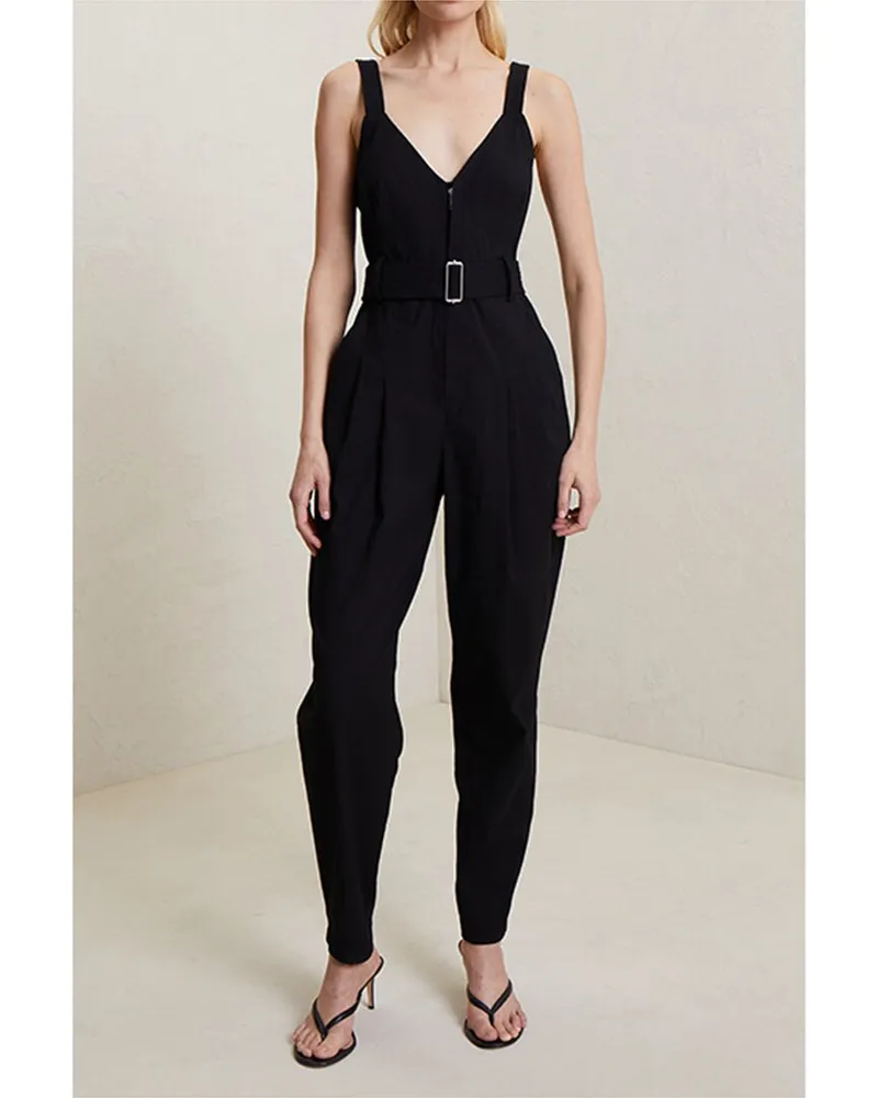 A.L.C. Carmen Linen-Blend Jumpsuit Black