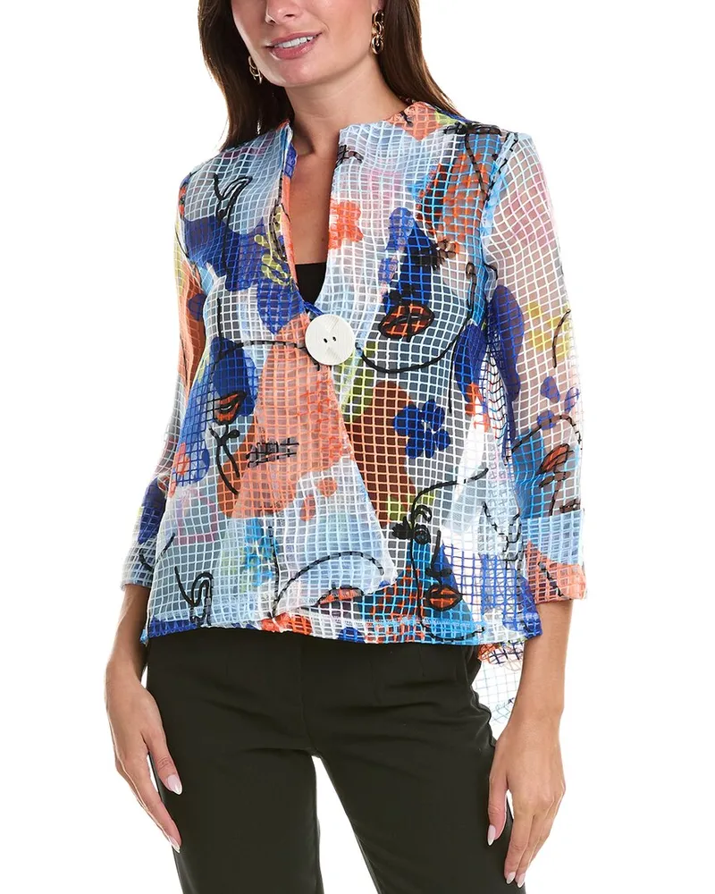 Joseph Ribkoff Sheer Check Jacket Blue