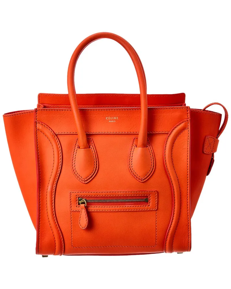 Celine Orange Leather Micro Luggage Tote (Authentic Pre-Loved Nocolor