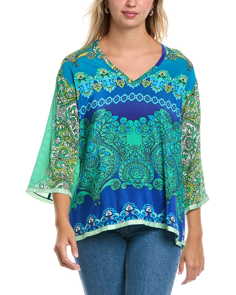 Johnny Was Semere Silk Blouse Green