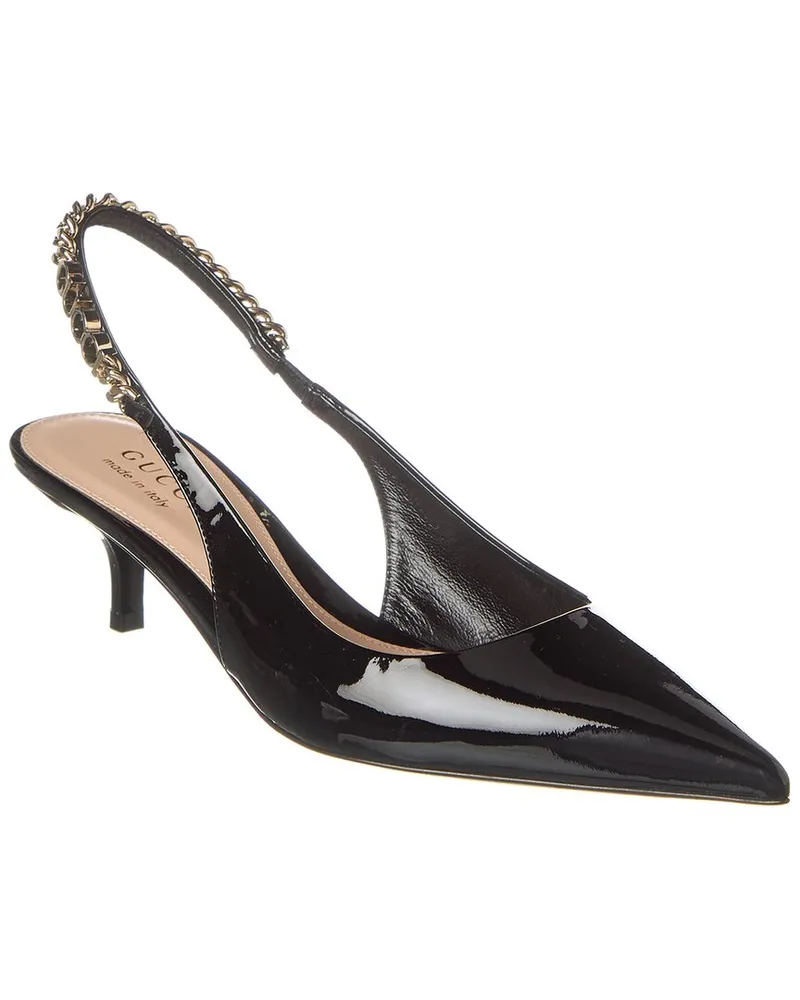 Gucci Signoria Patent Slingback Pump Black