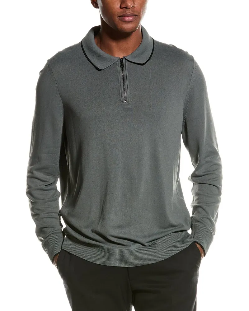 HUGO BOSS Luno 1/4-Zip Polo Sweater Grey