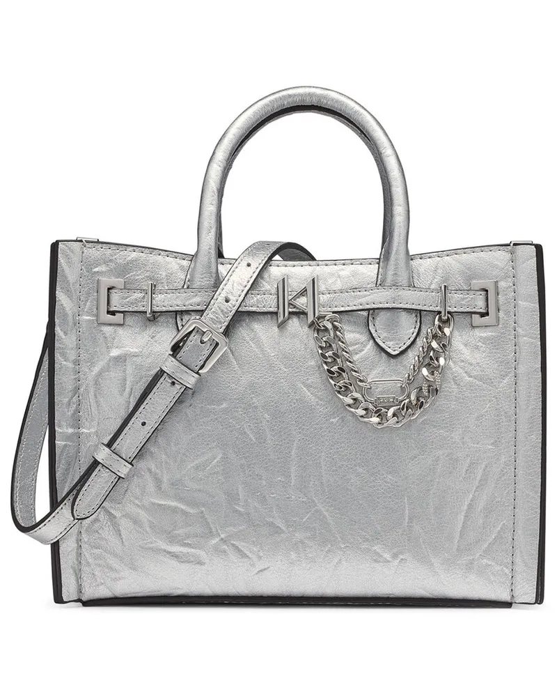 Karl Lagerfeld Cerise Leather Crossbody Silver
