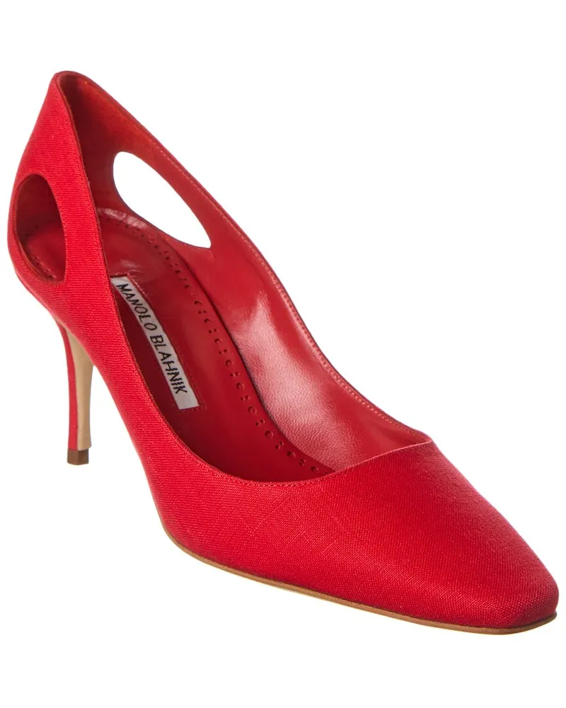 Manolo Blahnik Toplaca 70 Linen Pump Red