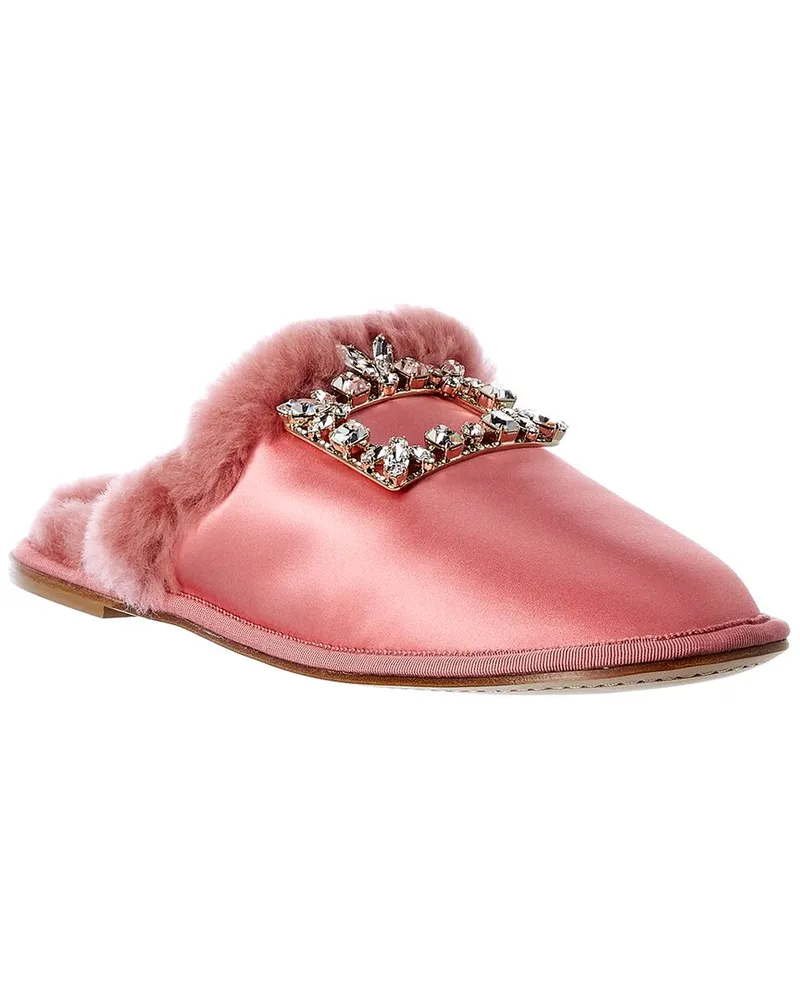 Roger Vivier Hotel Vivier Broche Satin Mule Pink
